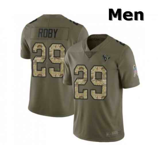 Men Houston Texans 29 Bradley Roby Limited Olive Camo 2017 Salute to Service Football Jersey